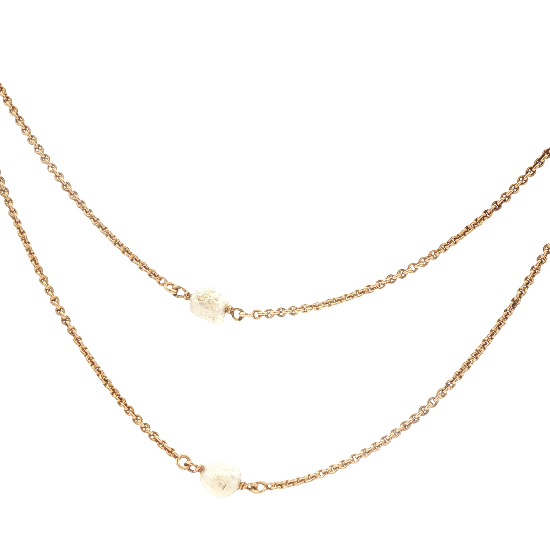 Baroque Pearl Gold Station Necklace