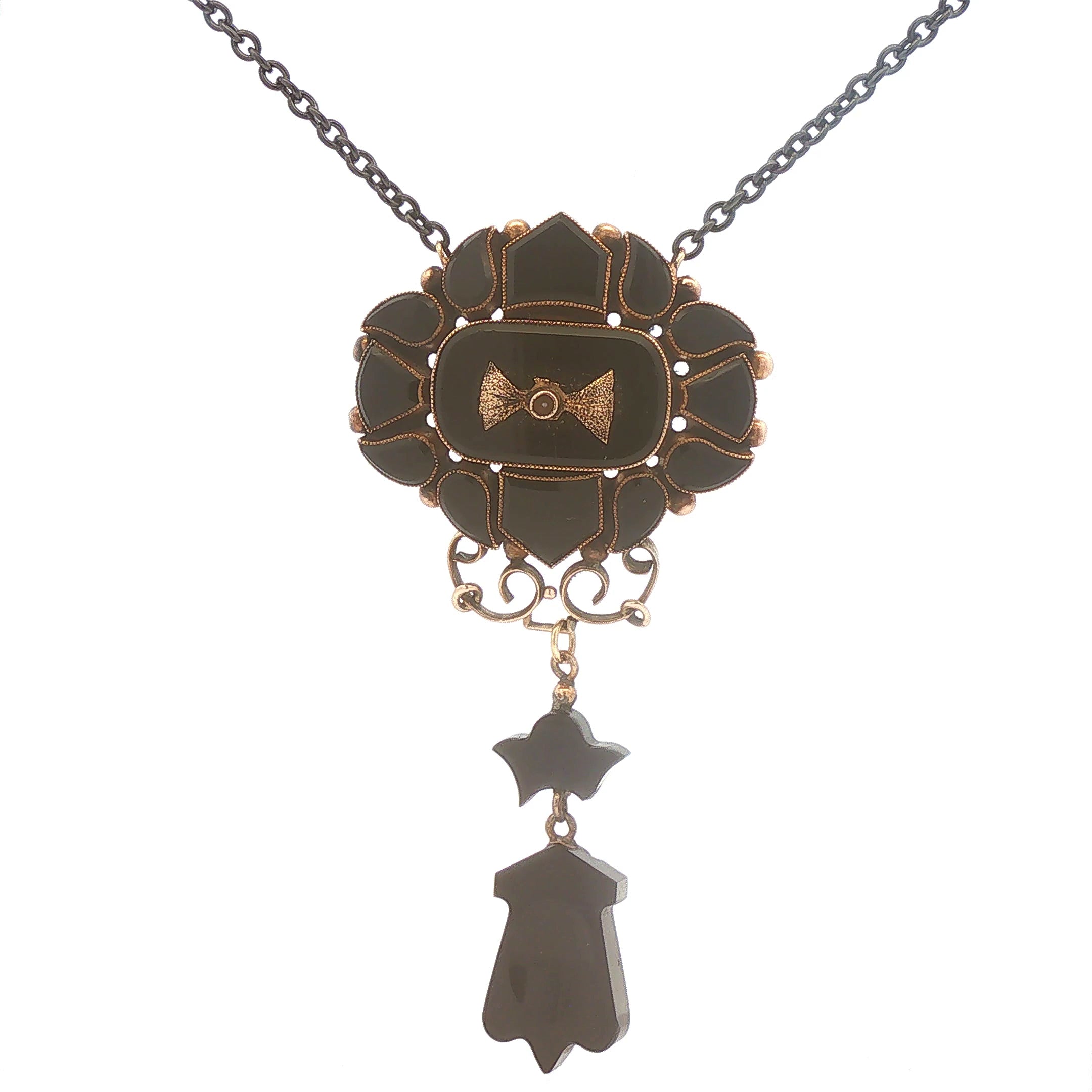 Upcycled Onyx and Glass Mourning Necklace