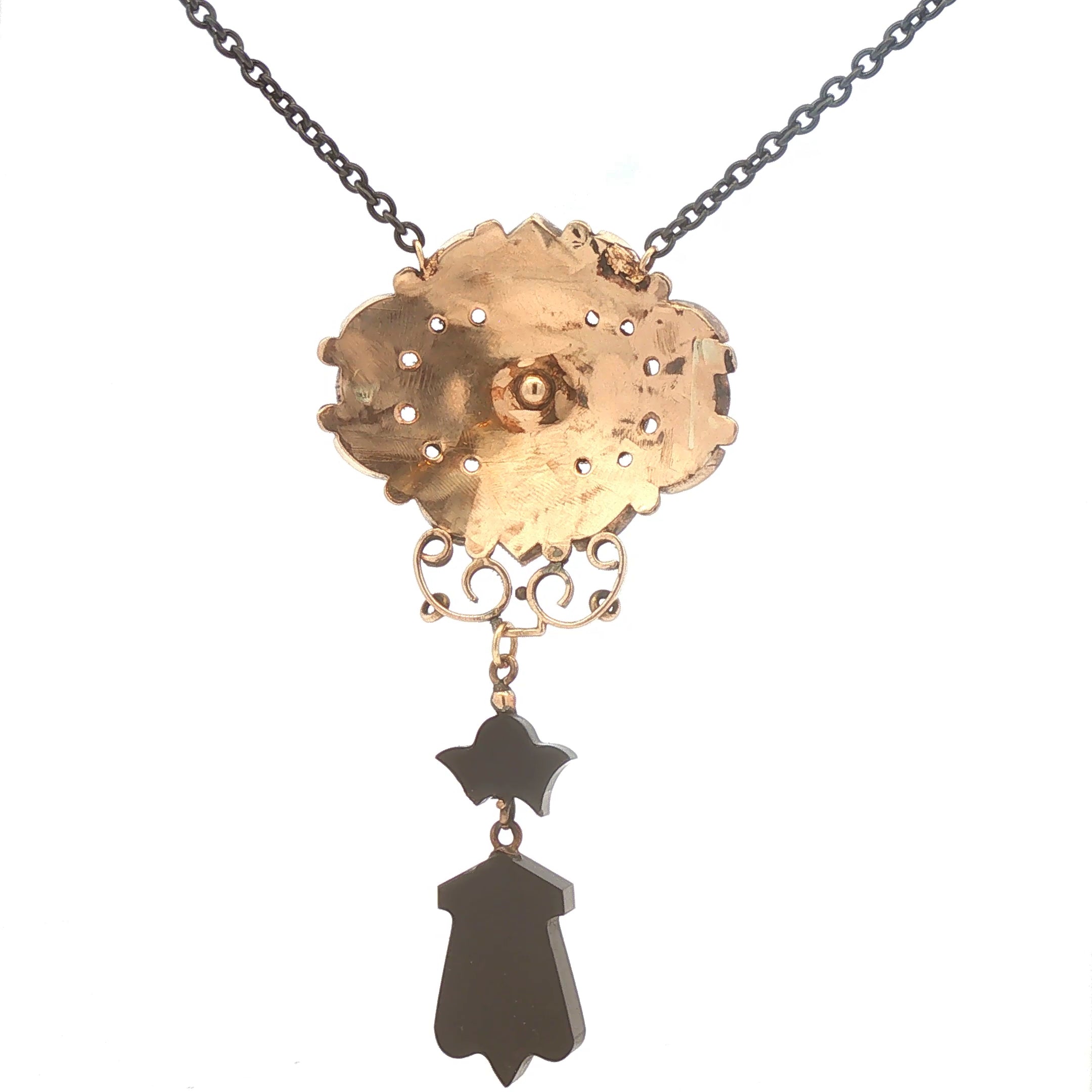 Upcycled Onyx and Glass Mourning Necklace