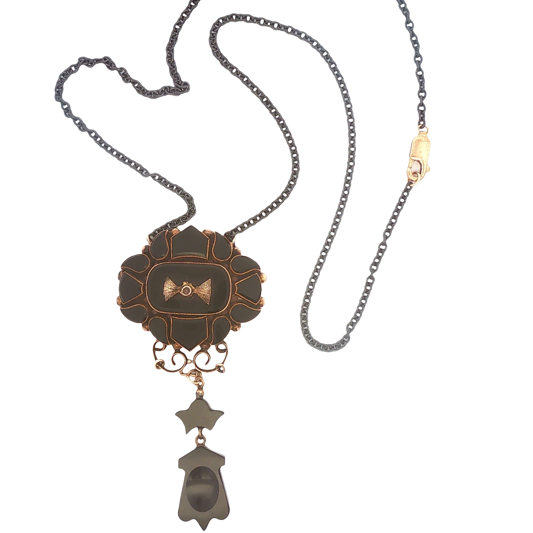Upcycled Onyx and Glass Mourning Necklace