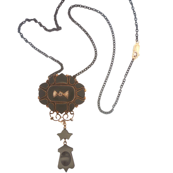 Upcycled Onyx and Glass Mourning Necklace