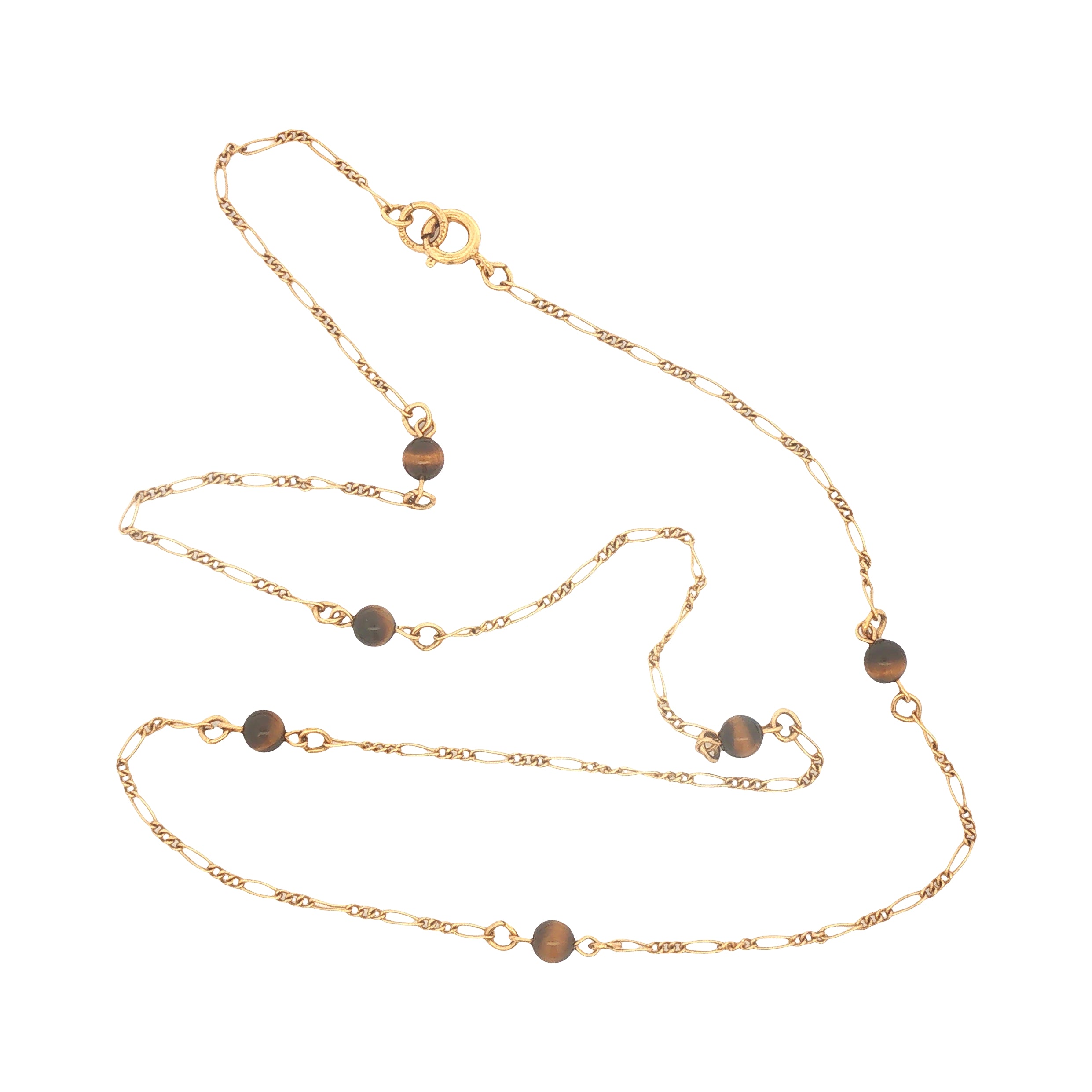 Tiger's Eye Bead Station Necklace