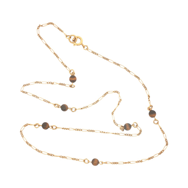Tiger's Eye Bead Station Necklace
