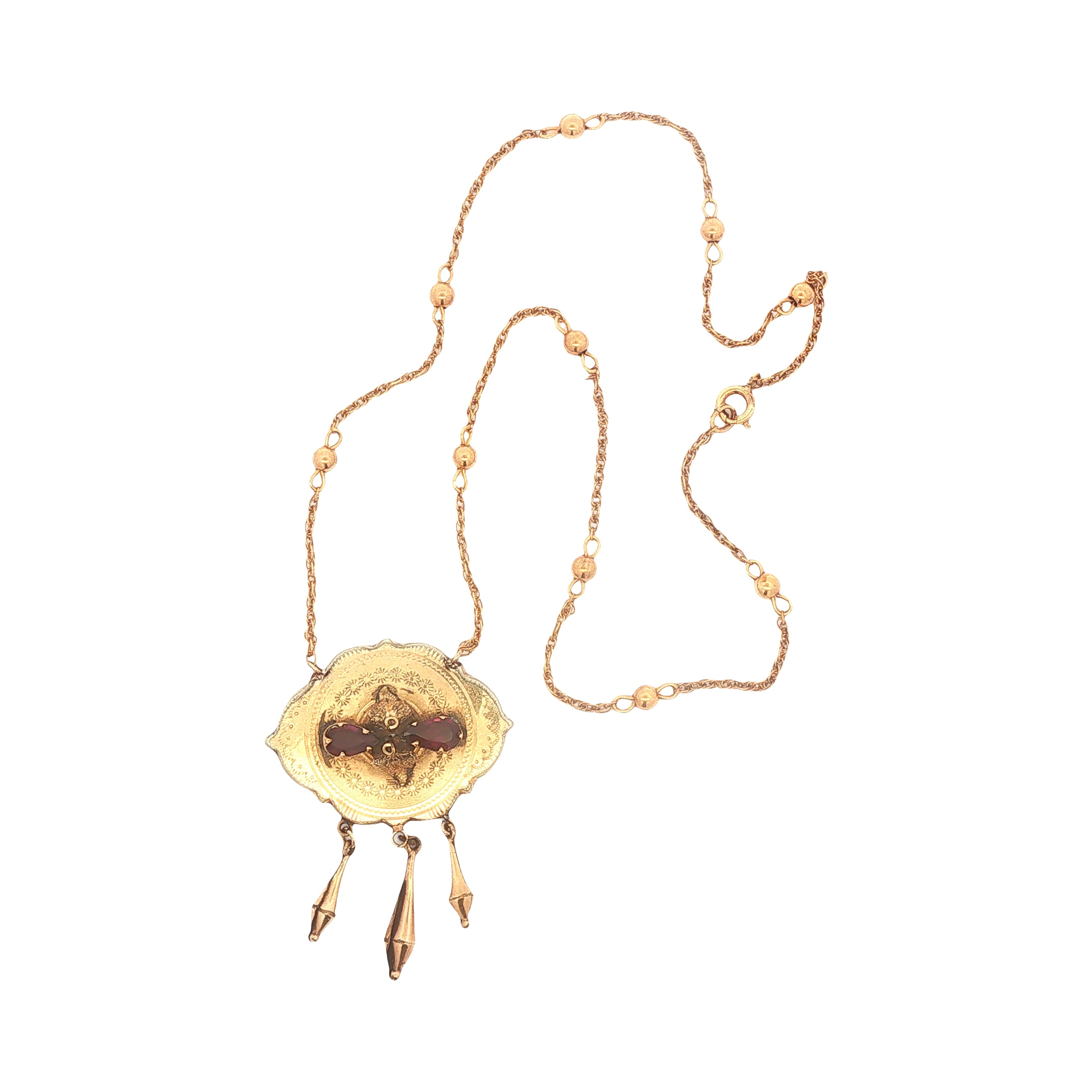 Victorian Upcycled Garnet Gold Filled Necklace