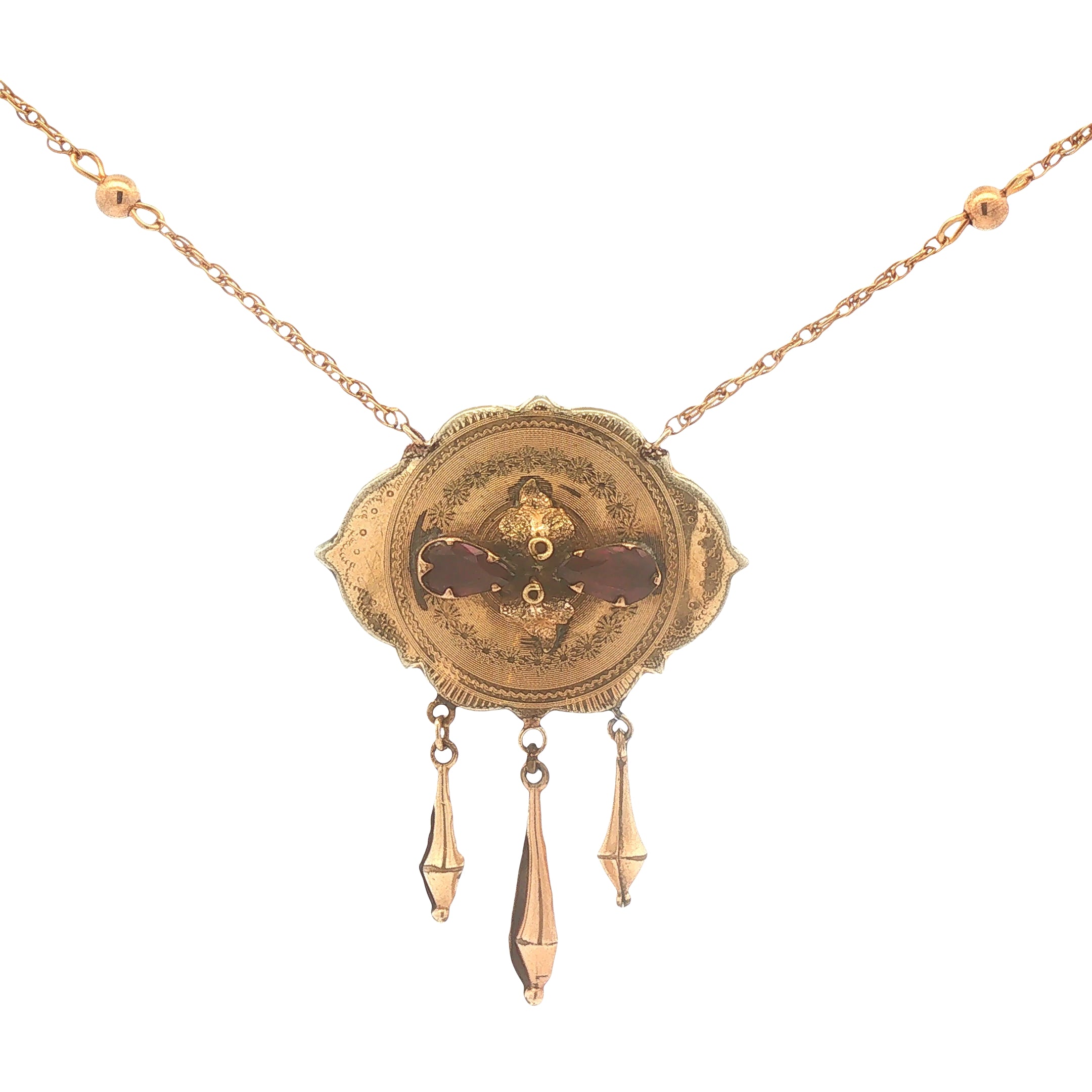 Victorian Upcycled Garnet Gold Filled Necklace