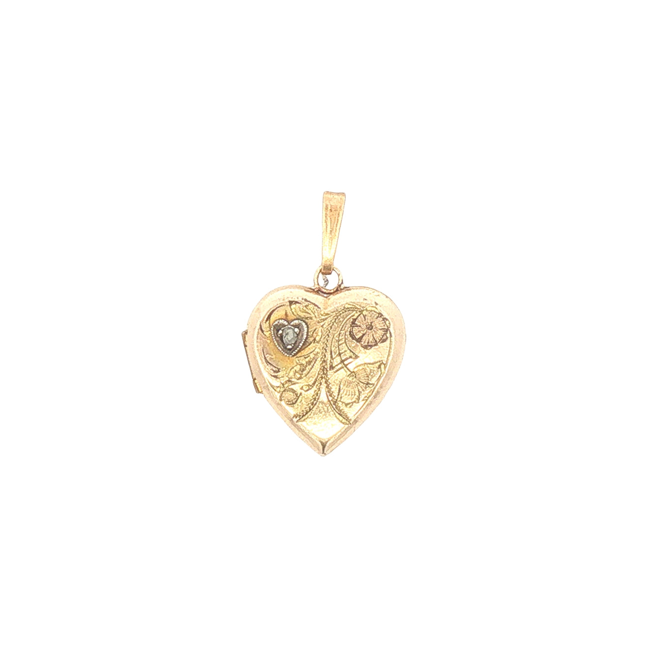 Gold Filled Heart Locket with Rose Cut Diamond