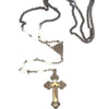 Upcycled Vintage Rosary Necklace with Black Stainless Chain