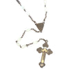 Upcycled Vintage Rosary Necklace with Black Stainless Chain