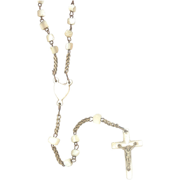 Mother of Pearl Rosary with Gold Filled Chain Necklace