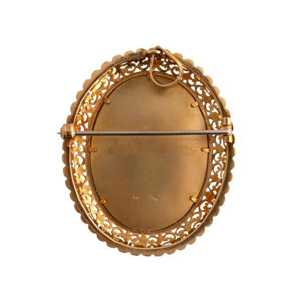 18K Gold Painted Portrait Pin/Pendant