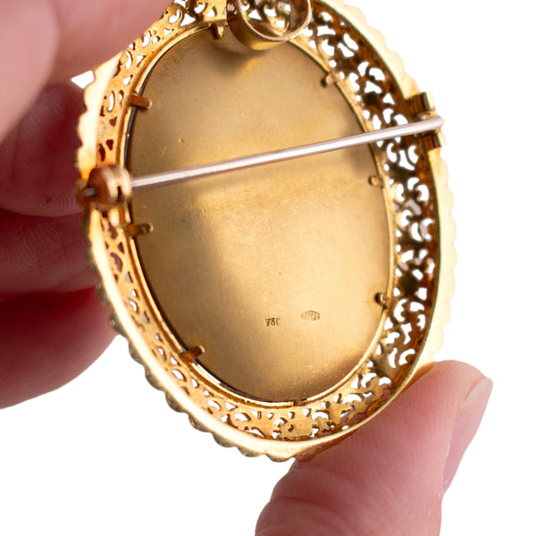 18K Gold Painted Portrait Pin/Pendant