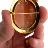 14K Gold Shell Cameo Brooch with Engraved Frame