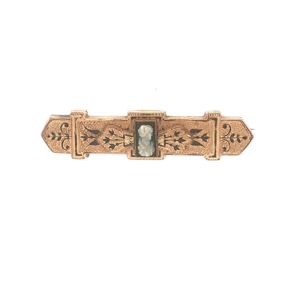 Antique Gold Filled Cameo Bar Brooch