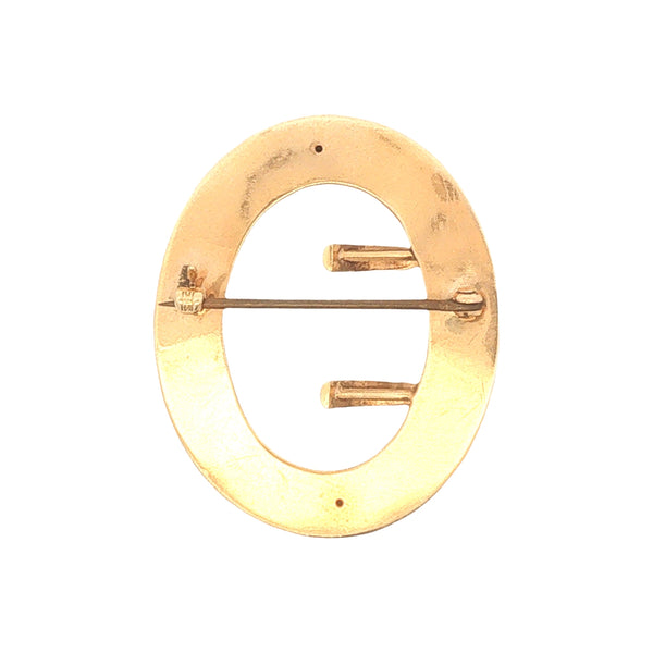 Antique Black Enameled Buckle Brooch