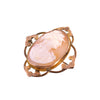 Vintage Shell Cameo with Floral Frame Brooch