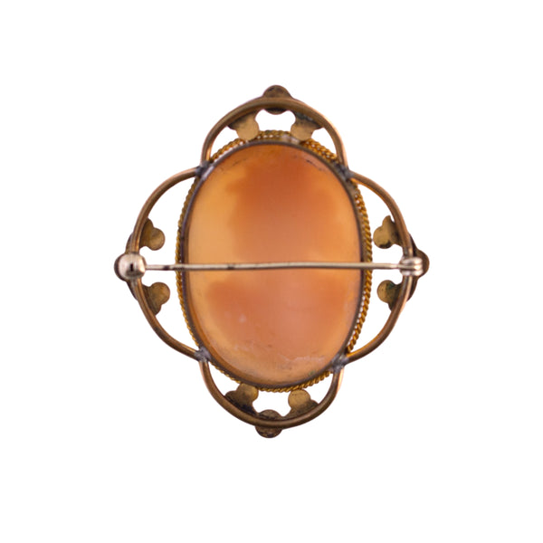 Vintage Shell Cameo with Floral Frame Brooch