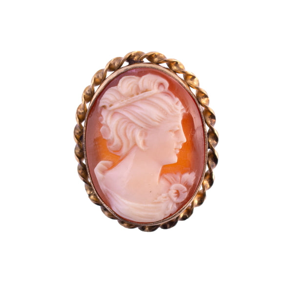 Vintage Gold Filled Shell Cameo Brooch