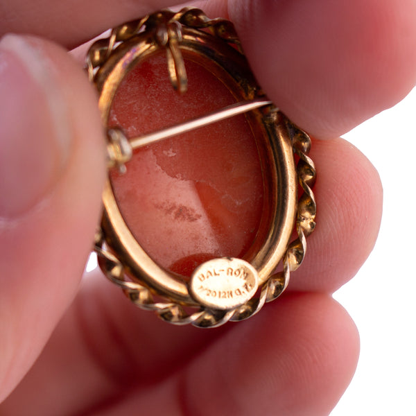 Vintage Gold Filled Shell Cameo Brooch