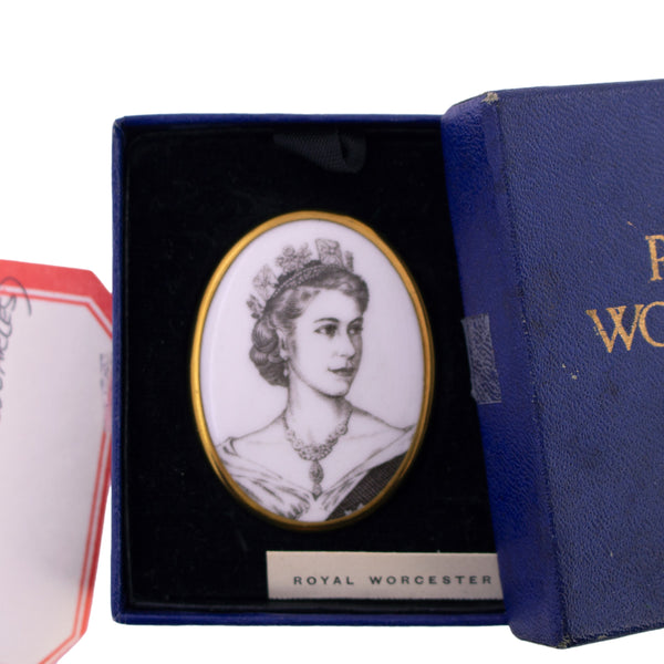 Queen Elizabeth II Royal Worcester Coronation Brooch