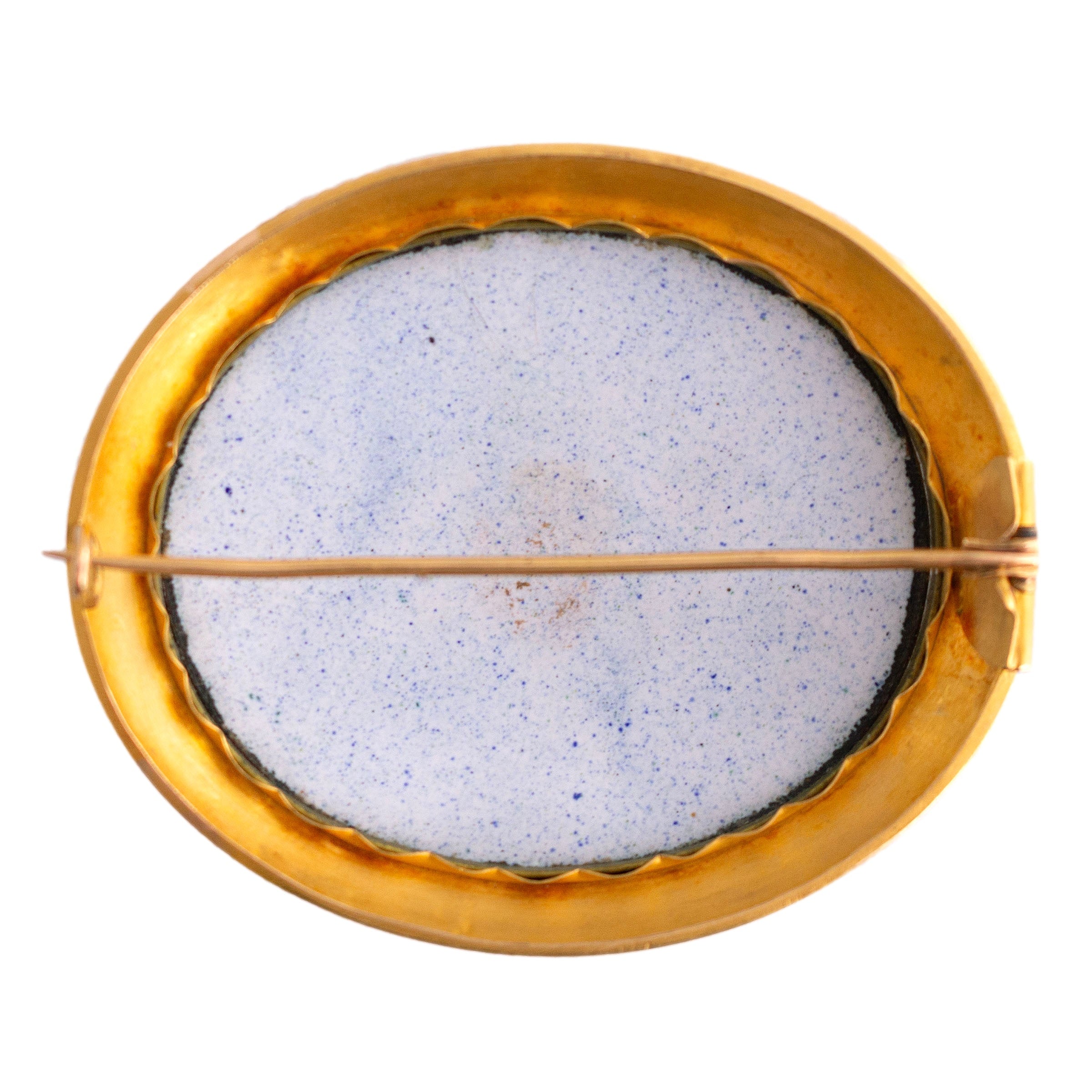 Antique Enameled Swiss Scene Brooch
