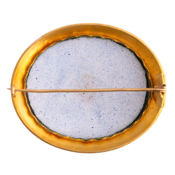 Antique Enameled Swiss Scene Brooch