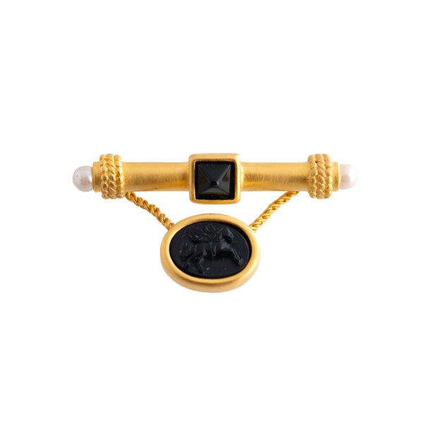 Carlisle Gold Plated Black Pegasus Brooch