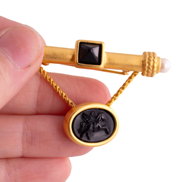 Carlisle Gold Plated Black Pegasus Brooch