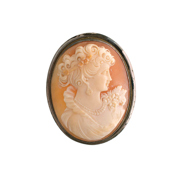 Vintage Lady in Jewelry Cameo Brooch
