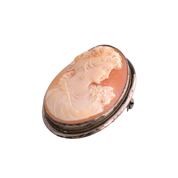 Vintage Lady in Jewelry Cameo Brooch