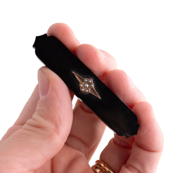 Antique Mourning Bar Brooch