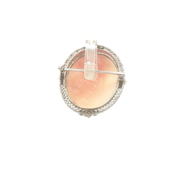 Shell Cameo Brooch with Filigree Frame