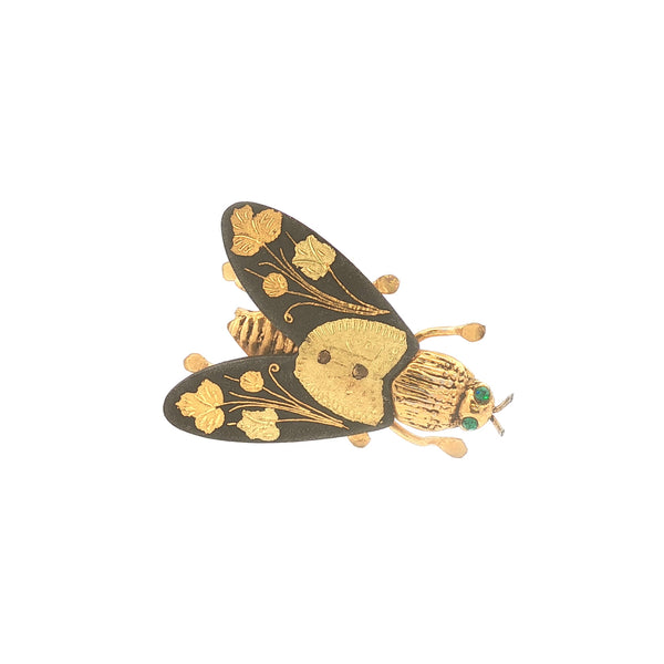 Vintage Damascene Fly Brooch