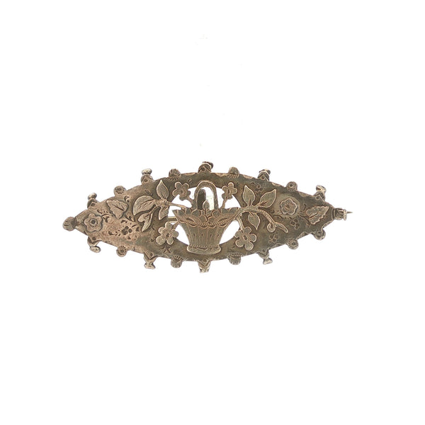 Antique Sterling Flower Basket Brooch