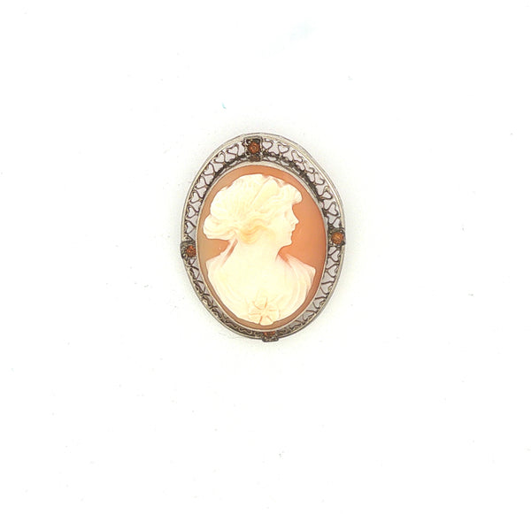 Shell Cameo with Filigree Brooch