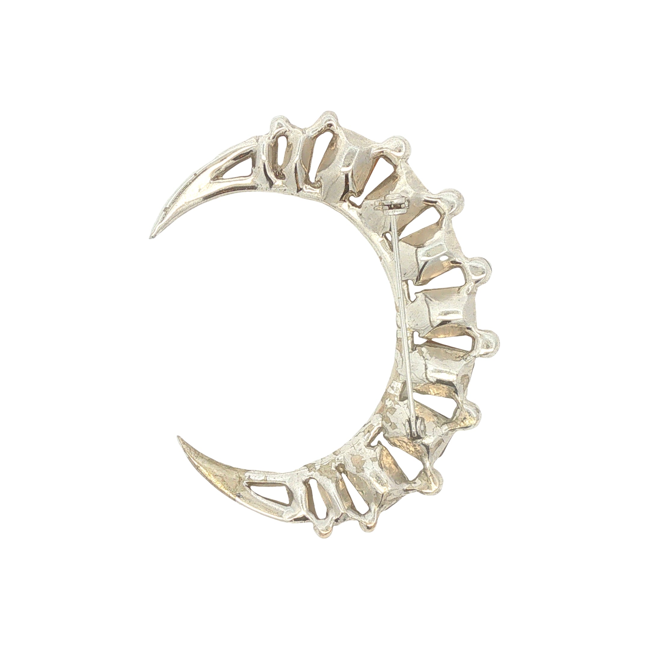 Rhinestone Crescent Moon Brooch
