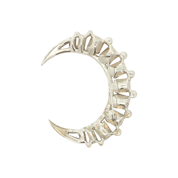 Rhinestone Crescent Moon Brooch