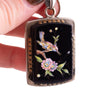 Antique Hand Painted Glass Locket and Earring Set