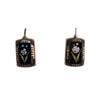 Antique Hand Painted Glass Locket and Earring Set