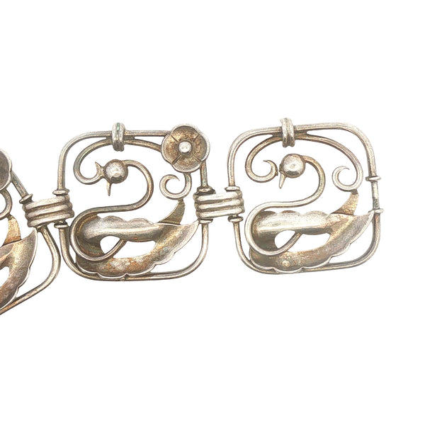 Nino Bisso Hand Wrought Sterling Swan Bracelet and Earring Set