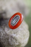 14K Gold Carnelian and Pearl Hair Mourning Ring