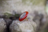 14K Gold Carnelian and Pearl Hair Mourning Ring