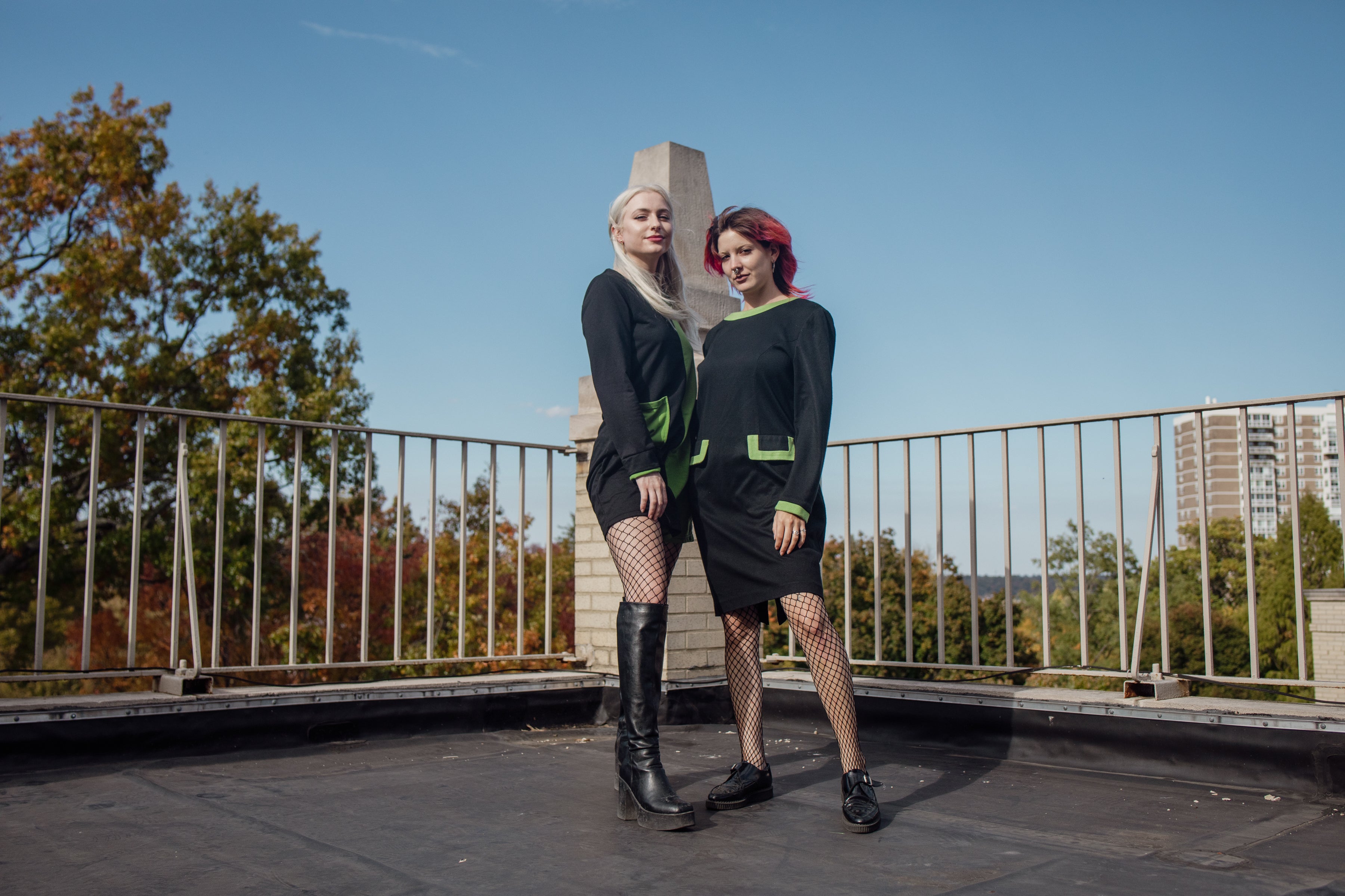 Black and Green Vintage Dress