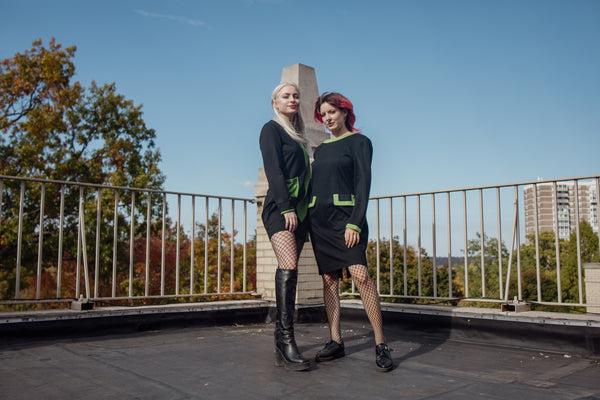 Black and Green Vintage Dress