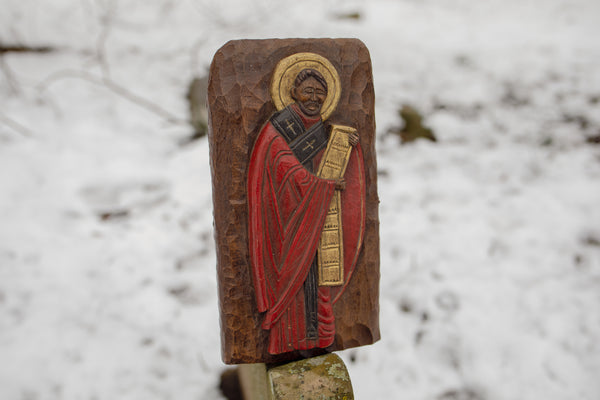 Carved Wood Saint Wall Hanging