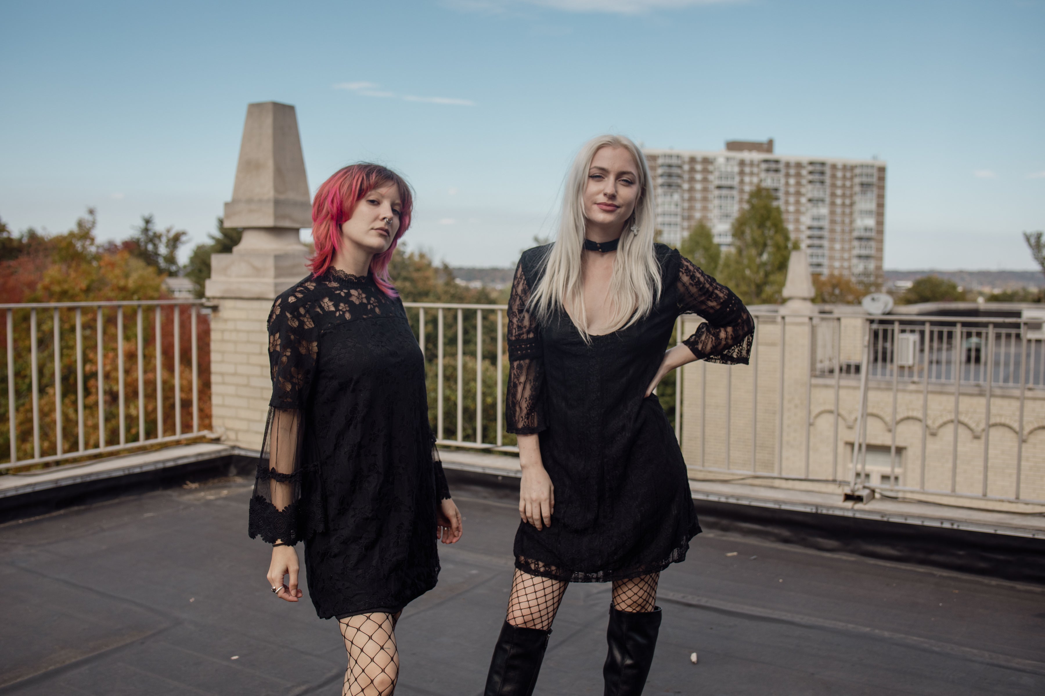 Black Lace Bell Sleeve Dress