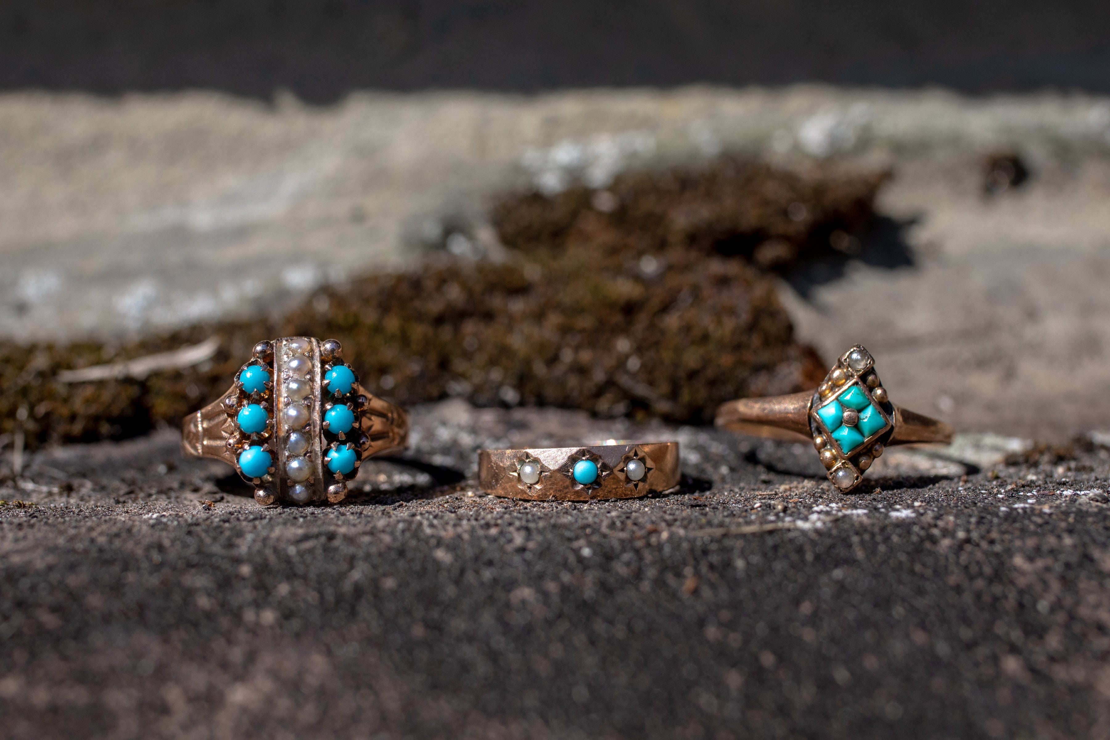 Antique Turquoise and Pearl Ring