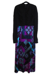 Black Lace and Purple Geometric Maxi Dress