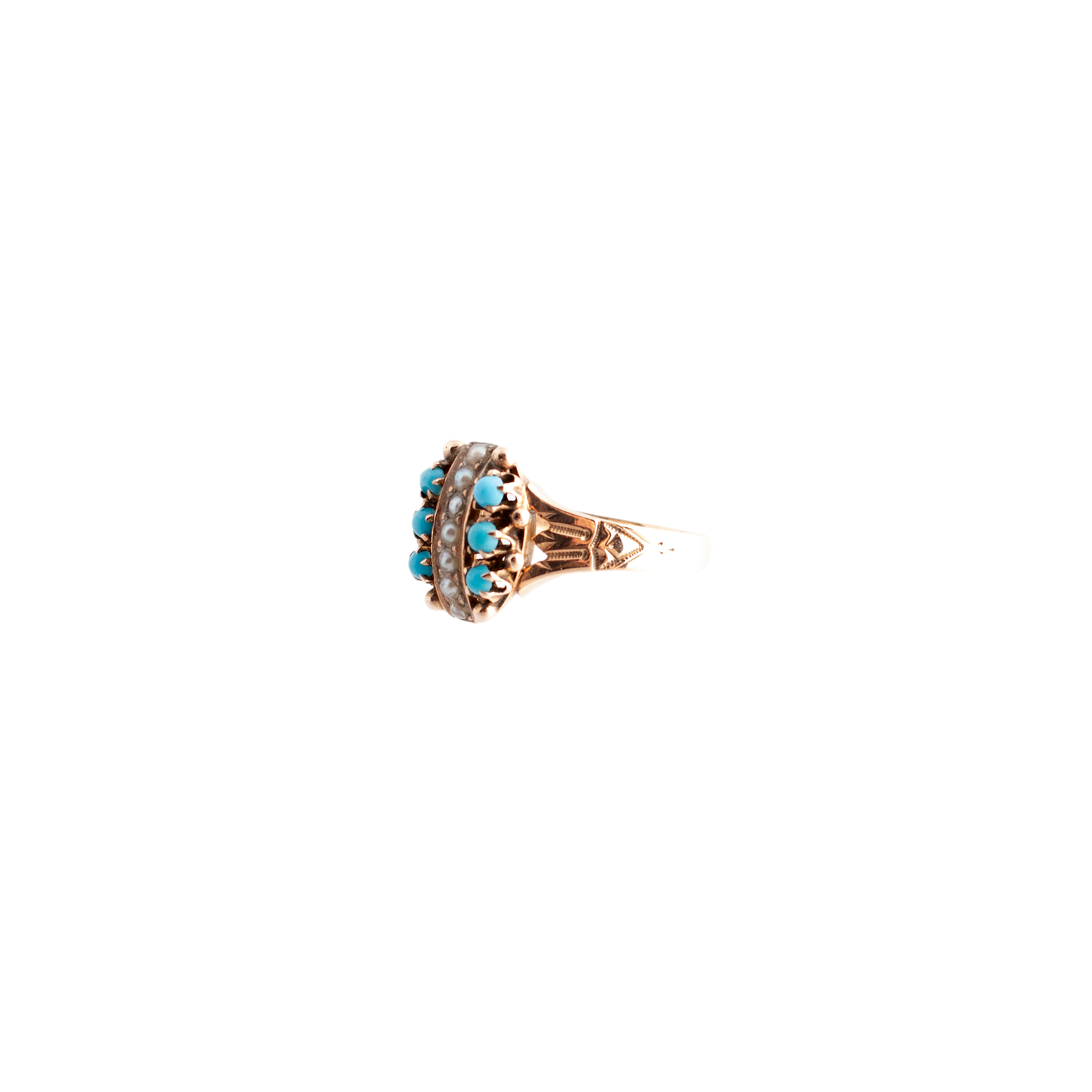 Antique Turquoise and Pearl Ring